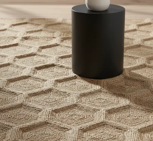 Jute carpet with leather Cup.