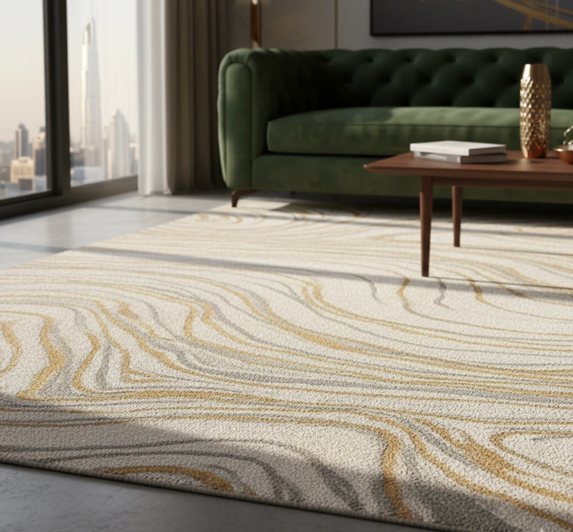 Luxury marble pattern polyester carpet.