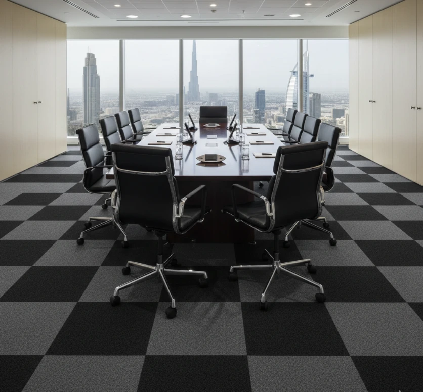 Professional checkerboard nylon carpet tiles.