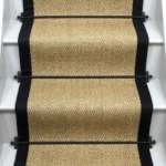 Herringbone Sisal Stair Runner with Black Border Carpet