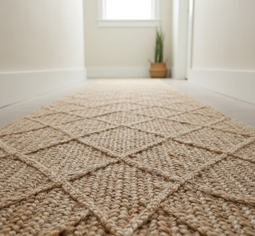 Hand-woven-Jute-runner-with-geometric-pattern.