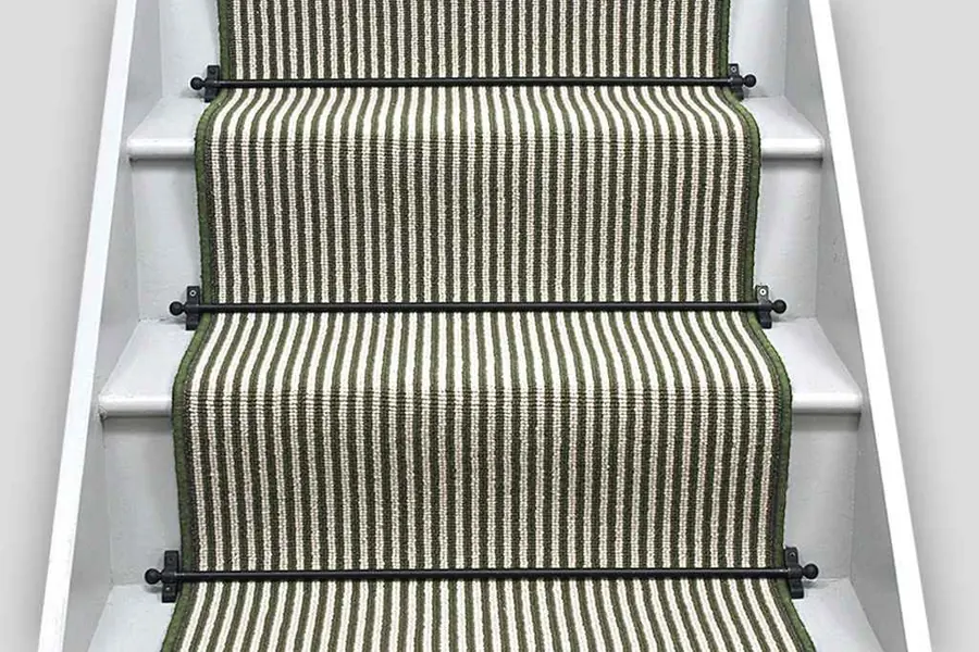 Green Striped Stair Runner